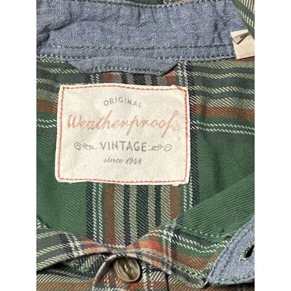 Original Weatherproof Vintage Button Up Shirt Men’s L Green Plaid - Picture 2 of 8